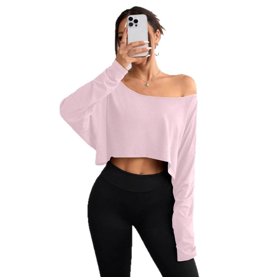Women's Off-Shoulder Long Sleeve Crop Top
