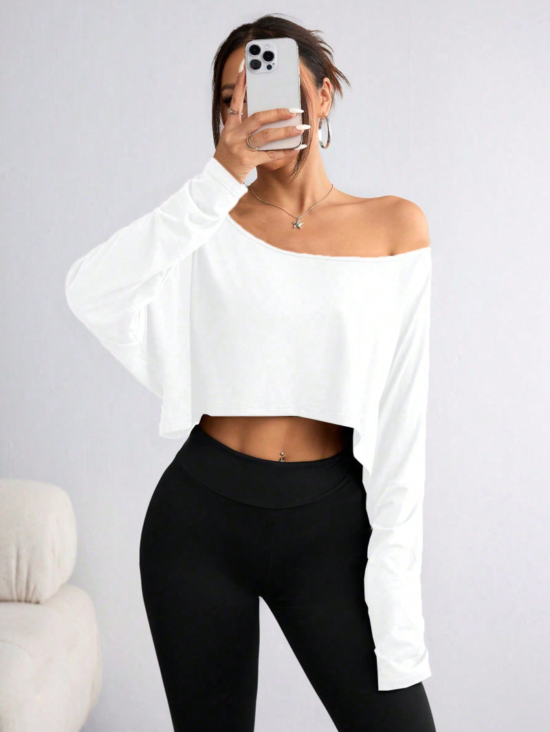 Women's Off-Shoulder Long Sleeve Crop Top