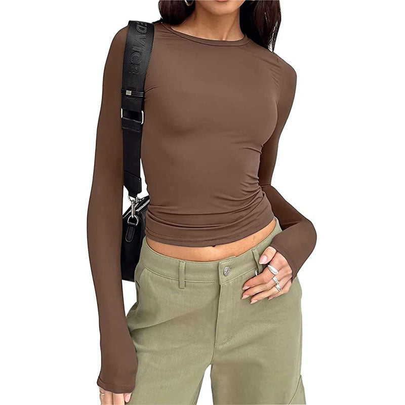 Women's Slim Fit Crew Neck Long Sleeve Basic Top