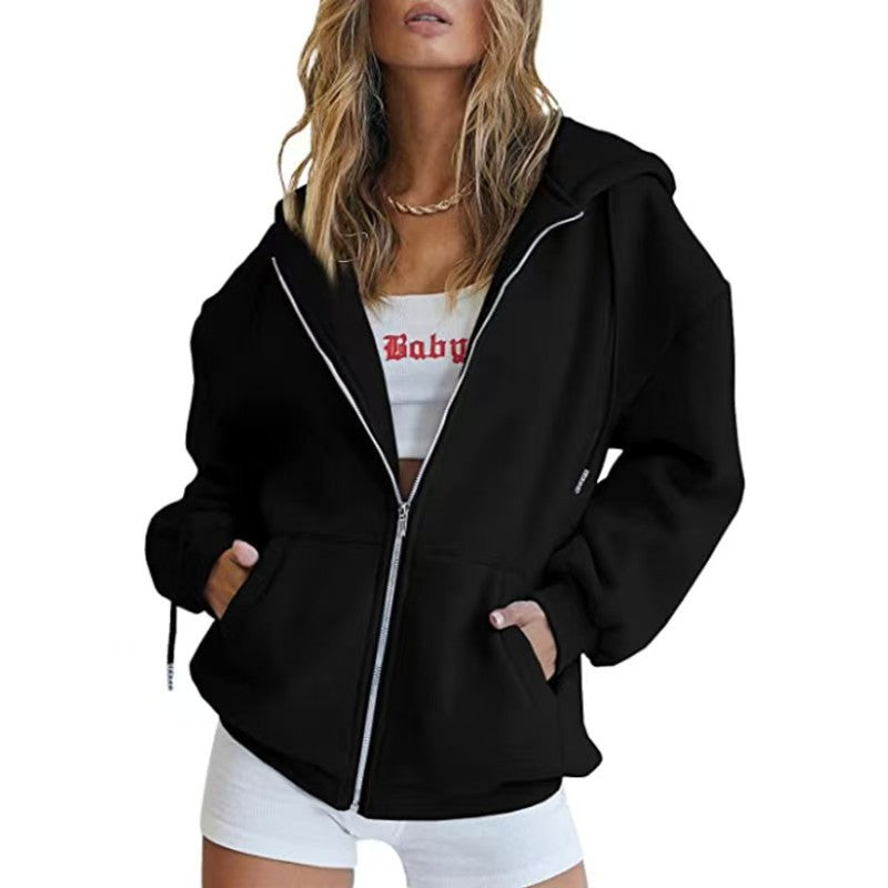 Hooded Zipper Fleece Sweatshirt