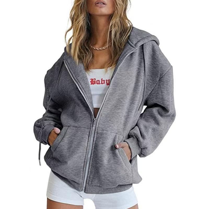 Hooded Zipper Fleece Sweatshirt