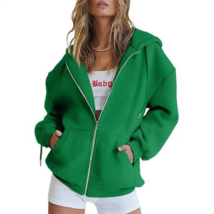 Hooded Zipper Fleece Sweatshirt