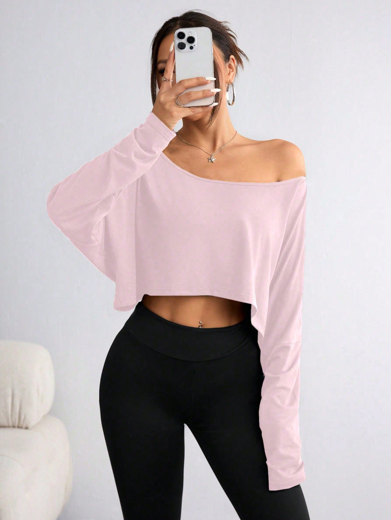 Women's Off-Shoulder Long Sleeve Crop Top