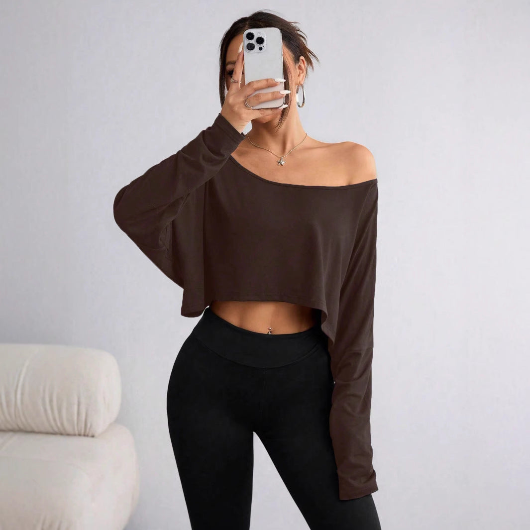 Women's Off-Shoulder Long Sleeve Crop Top