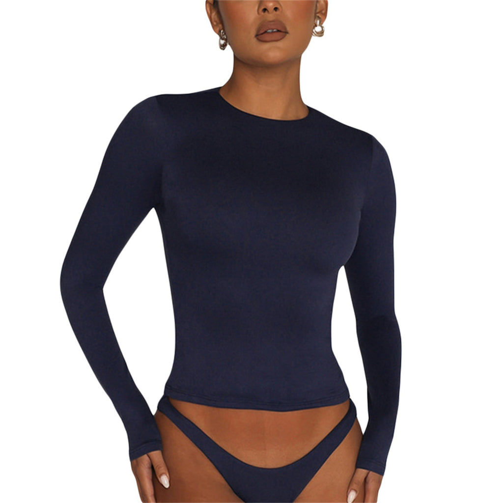 Women's Slim Fit Crew Neck Long Sleeve Basic Top