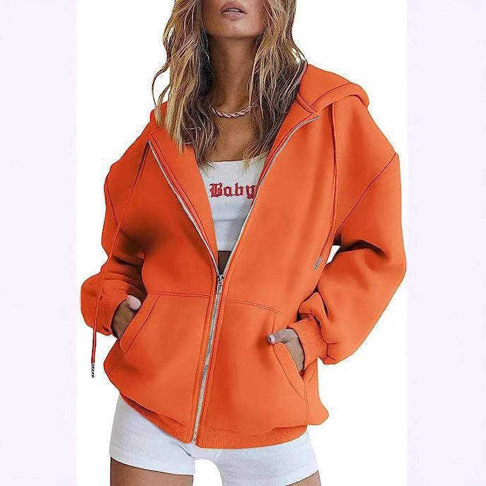 Hooded Zipper Fleece Sweatshirt