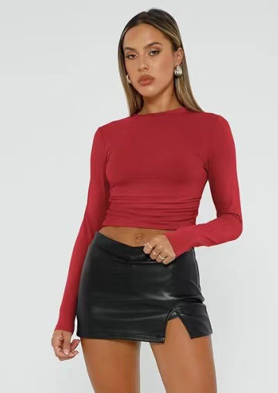 Women's Slim Fit Crew Neck Long Sleeve Basic Top
