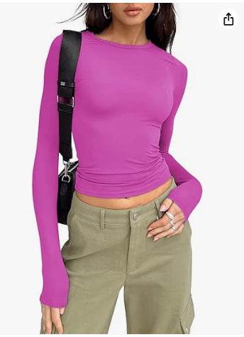 Women's Slim Fit Crew Neck Long Sleeve Basic Top