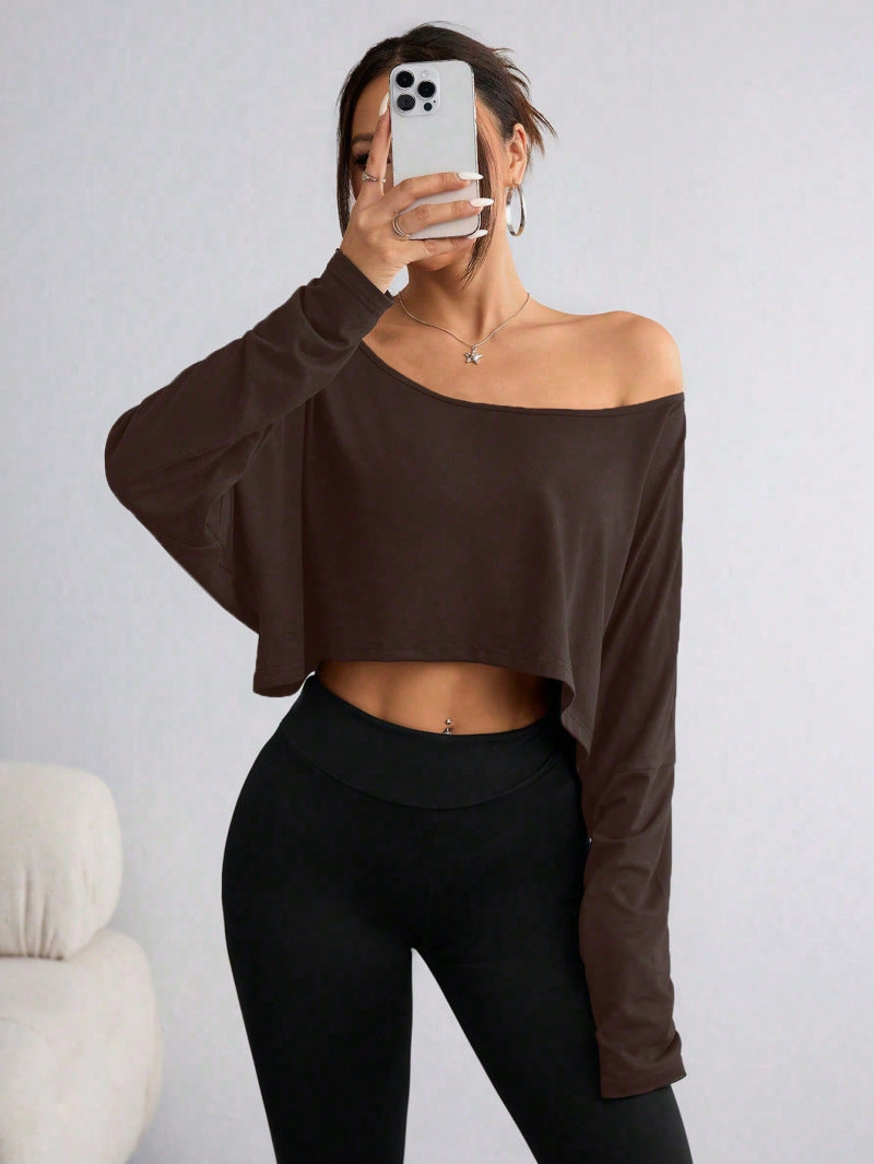 Women's Off-Shoulder Long Sleeve Crop Top