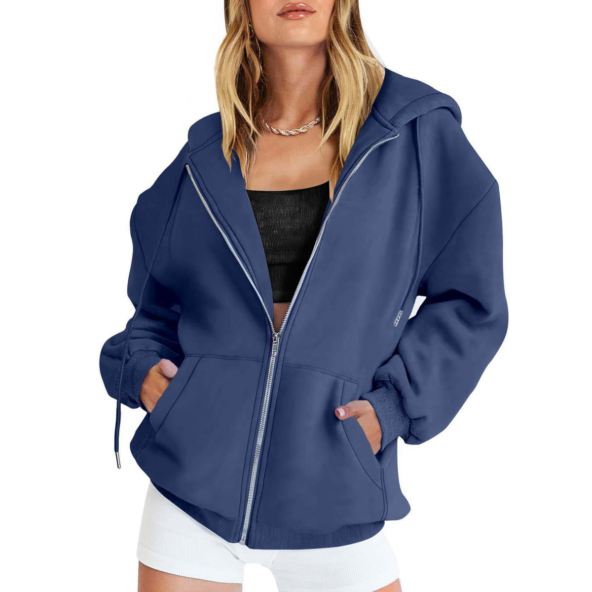 Hooded Zipper Fleece Sweatshirt