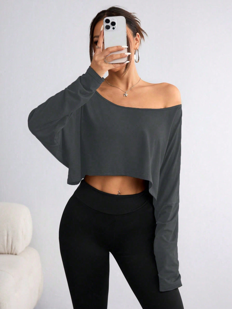 Women's Off-Shoulder Long Sleeve Crop Top