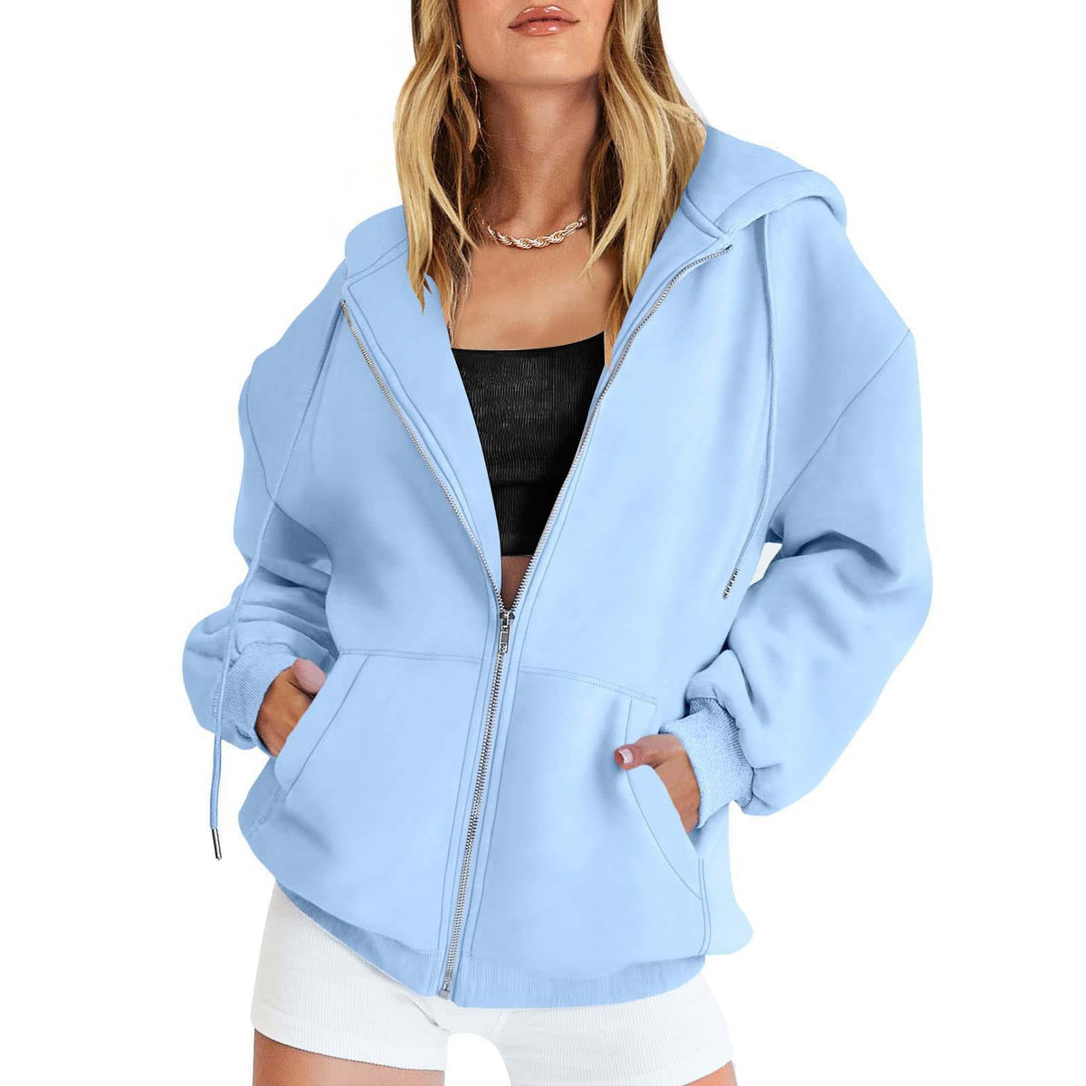 Hooded Zipper Fleece Sweatshirt